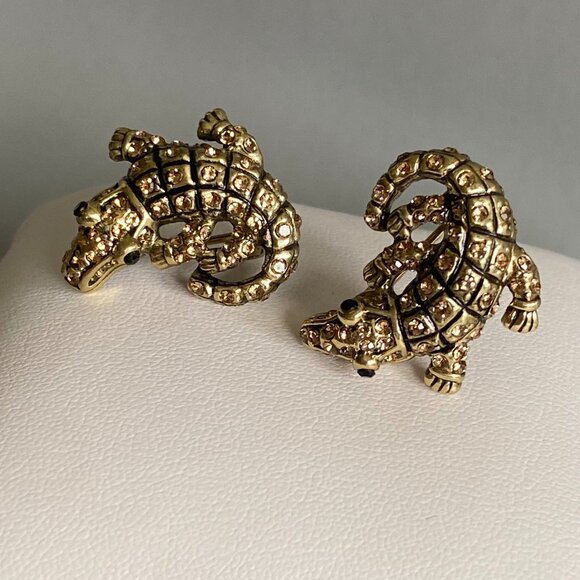 Heidi Daus Alligator Crystal Pierced Earrings NIB - Picture 5 of 12